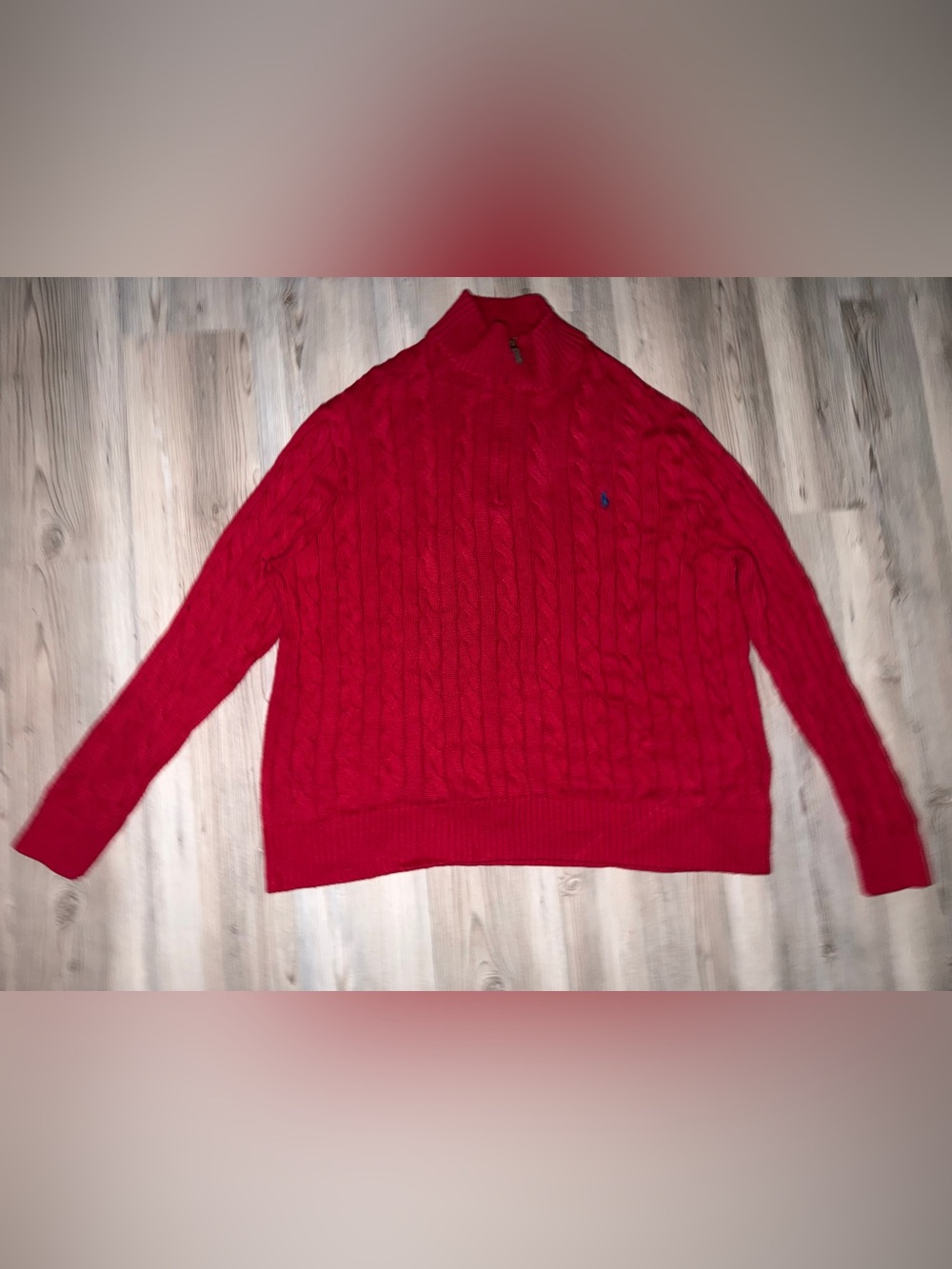 Polo Ralph Lauren Men’s Cable Knit Cotton Quarter Zip Sweater Red 2XL Big & Tall